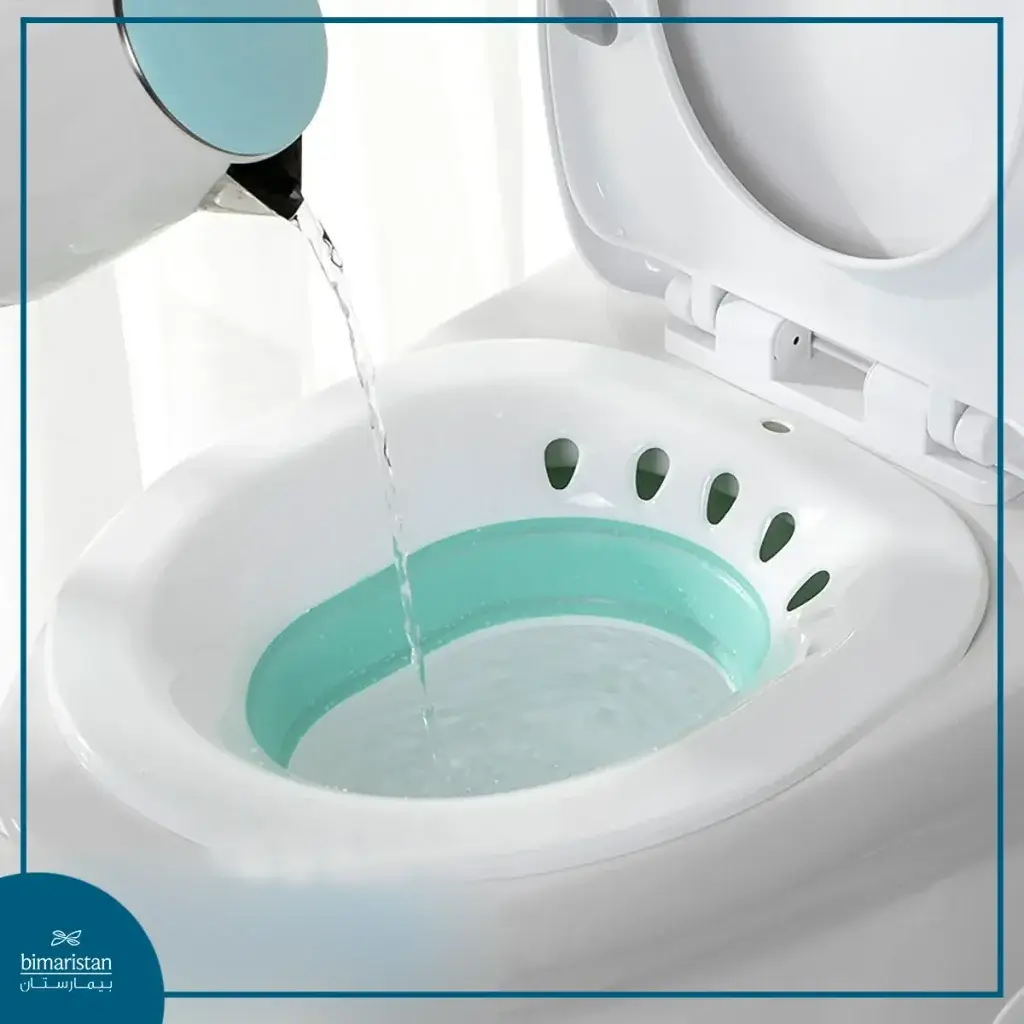 The Seitz Basin Is Placed On The Toilet Seat And Filled With Warm Water For The Patient To Sit On