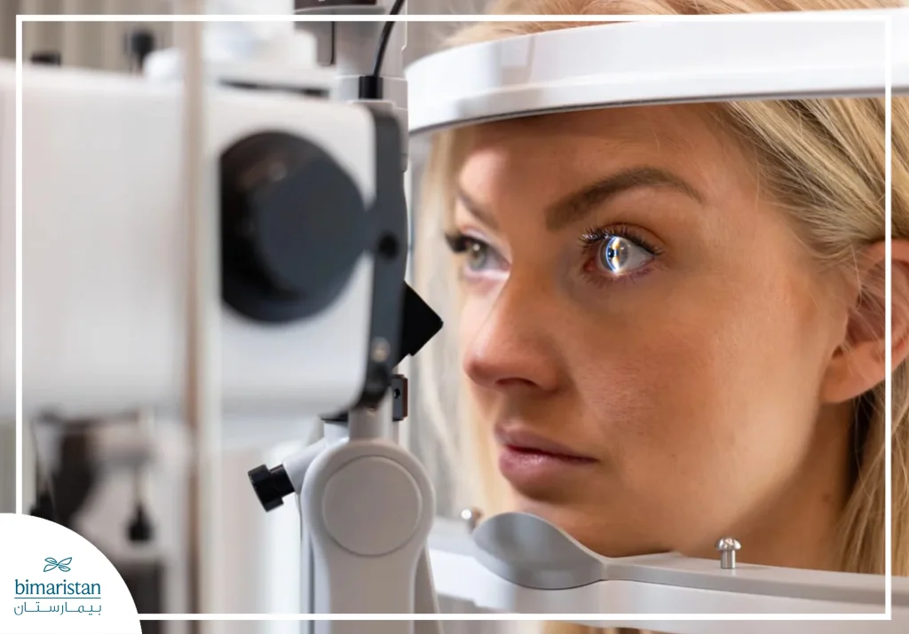 Patient Undergoing A Comprehensive Eye Examination Using A Slit Lamp Before Intraocular Lens Implantation